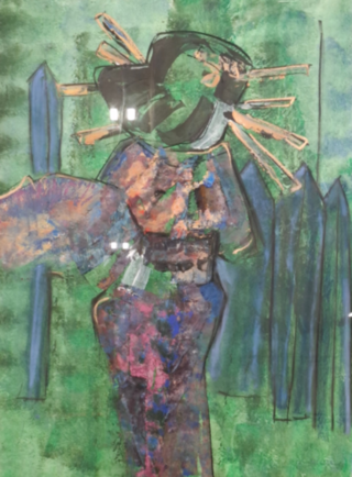 Kunstwerk in lijst, Maya Wildevuur, Geisha op de rug